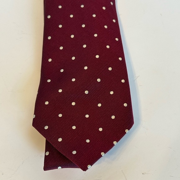 Lot of 2 Preppy Land’s End Silk Ties-Classic Burgundy Dotted and Green Striped - Picture 3 of 10